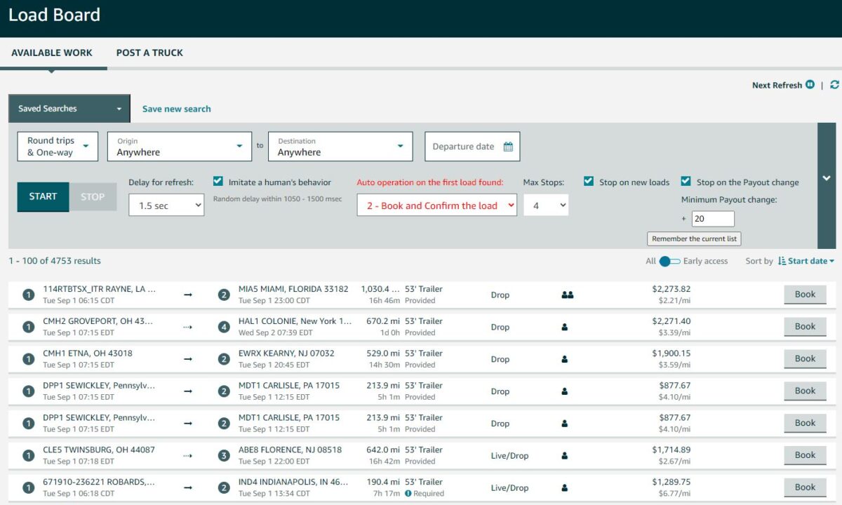 amazon relay load board login